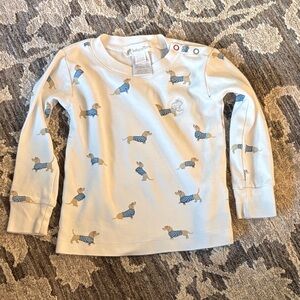 babycottons White and Blue Dachshund Long Sleeve Tee